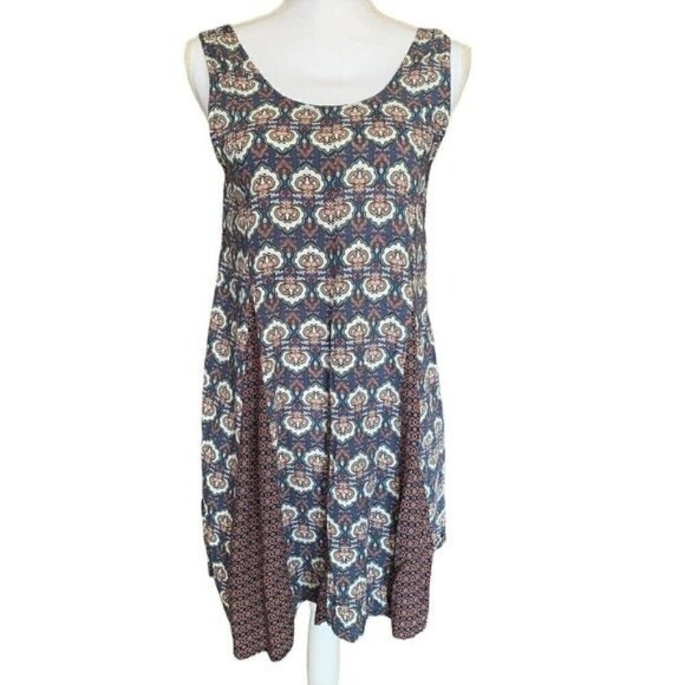 Anthropologie Nectar Clothing Dress Sz Small Multicolor Color Block Back Ties